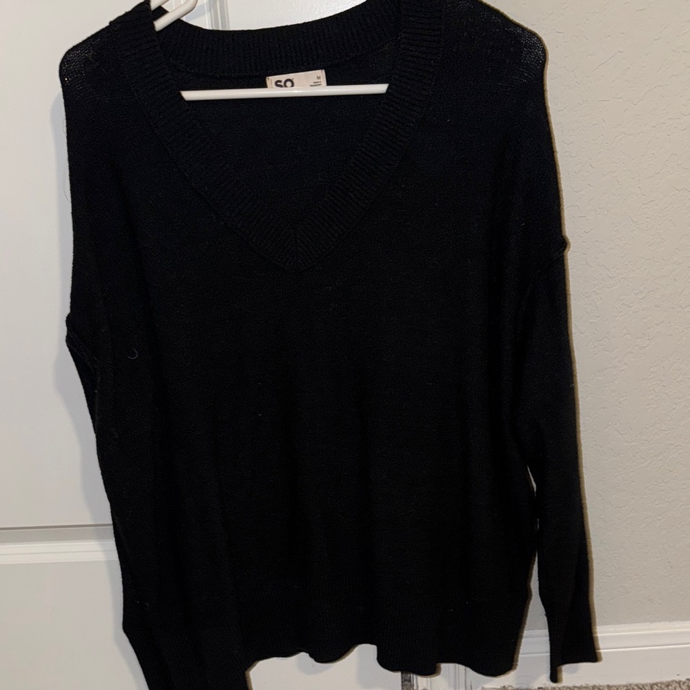 SO Black V-Neck Women's Sweater